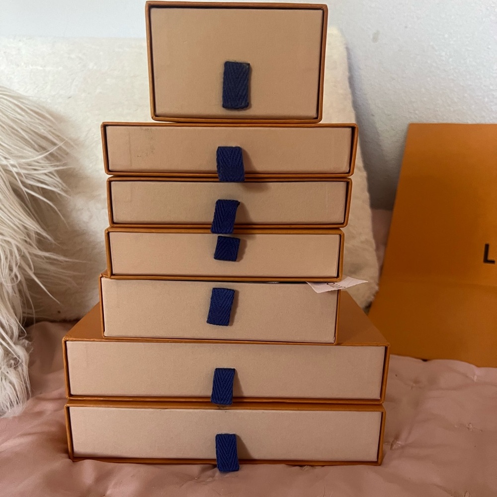 Louis Vuitton boxes and dust bags.
